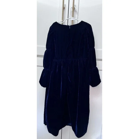 Nelly Stella Blue Velvet Dress Girls Size 14 Holiday Formal Lined Cotton  Long